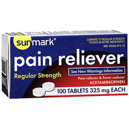 SUNMARK PAIN RELIEF ACETAMINOPHEN 100 TABLETS