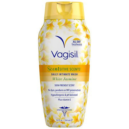 VAGISIL SCENSITIVE SCENT WHITE JASMINE  FEMININE WASH 12 OZ.