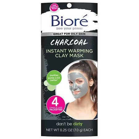 BIORE CHARCOAL INSTANT WARMING CLAY MASK 4 CT