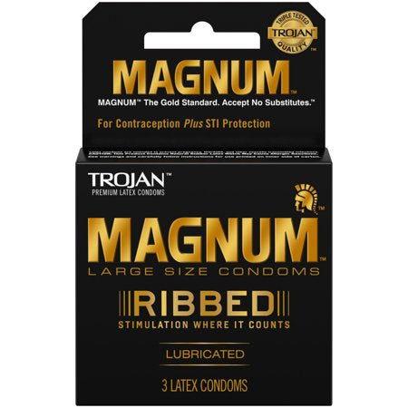 TROJAN MAGNUM RIBBED LUB 3 CONDOMS