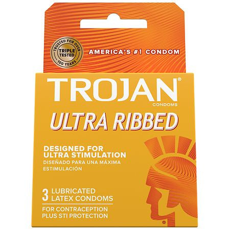 TROJAN ULTR RIBBE PREMI LUBR 3LATEX COND