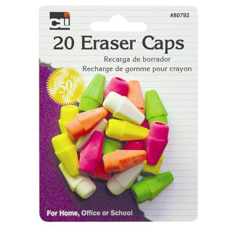 20 ERASER CAPS ASSORTED