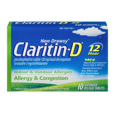CLARITIN-D 12 HOURS ALLERGY & CONGESTION 10 TABLETS