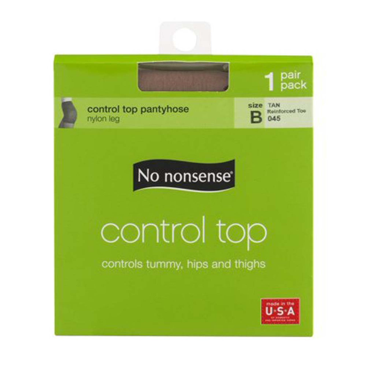 NO NOSENSE CONTROL TOP PANTYHOSE 1 PAIR SIZE B TAN