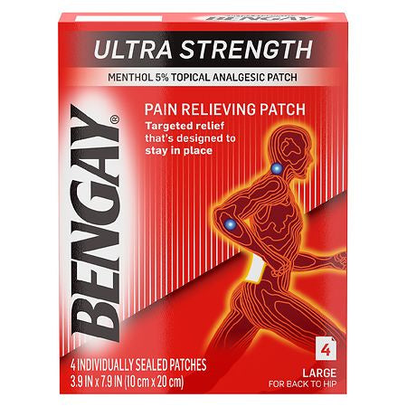 BENGAY ULTRA STRENGTH PAIN RELIEVING PATCH 4 CT