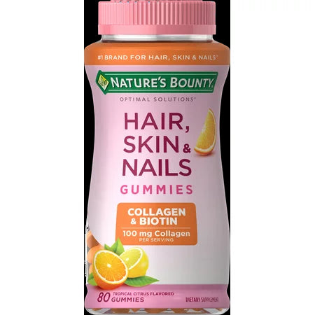 Nature's Bounty Hair Skin and Nails Gummy Vitamins With Biotin, 80 Ct