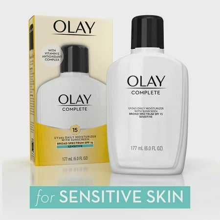 OLAY COMPLETE SPF 15 MOISTURIZER WITH SUNSCREEN  WITH VITAMIN E  SENSITIVE  6.0 OZ
