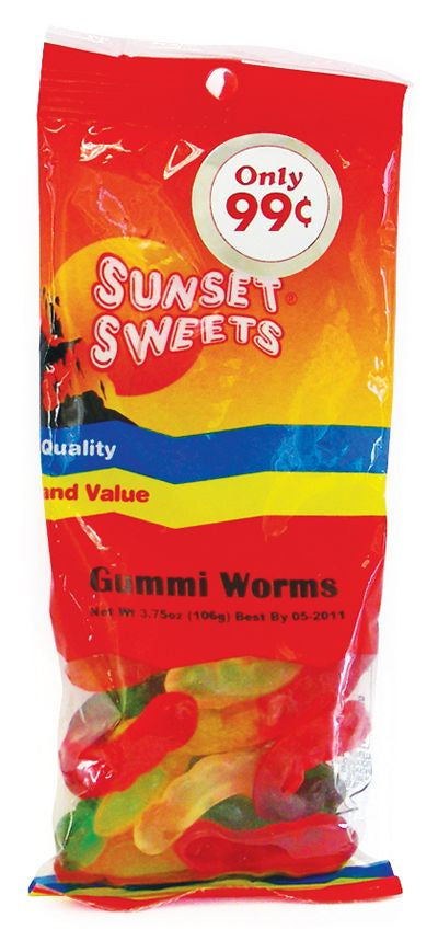 SUNSET SWEETS GUMMI WORMS 3Z #67802