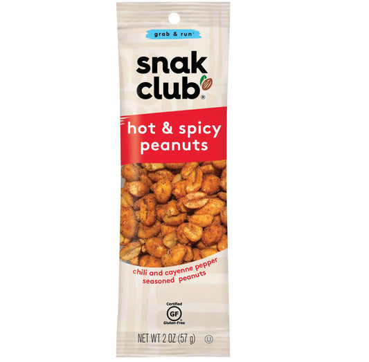 SNAK CLUB HOT AND SPICY PEANUTS 2 OZ