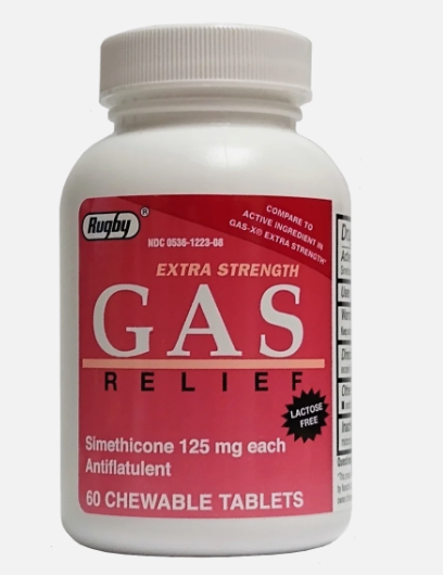 RUBGY GAS RELIEF 60 CHEWABLE TABLETS