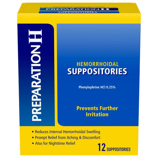 PREPARATION H HEMORRHOIDAL SUPPOSITORIES  12 CT