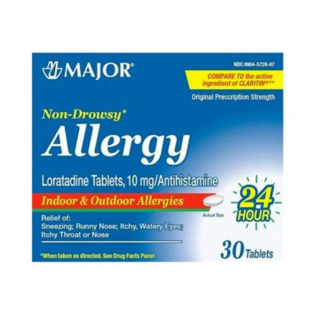 MAJOR LORATADINE 10MG 24 HOUR ,30 TABLETS