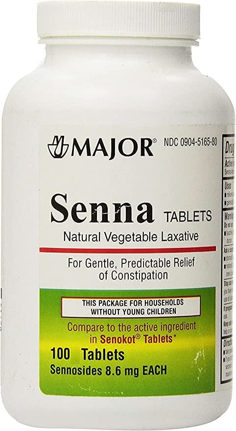 SENNA S - DOCUSATE SODIUM 50 MG + SENNOSIDE 8.6 MG TABLET - 100 CT