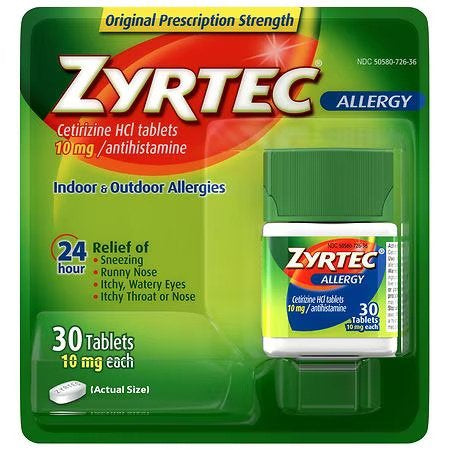 ZYRTEC ALLERGY 10mg 30 TABLETS