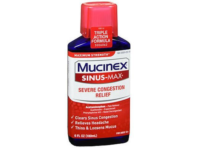 MUCINEX SINUS MAX SEVERE CONGESTION AND PAIN 6 OZ