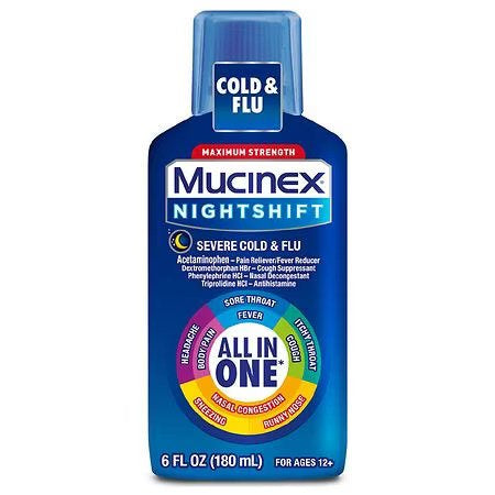 MUCINEX NIGHTSHIFT SEVERE COLD & FLU 6 OZ