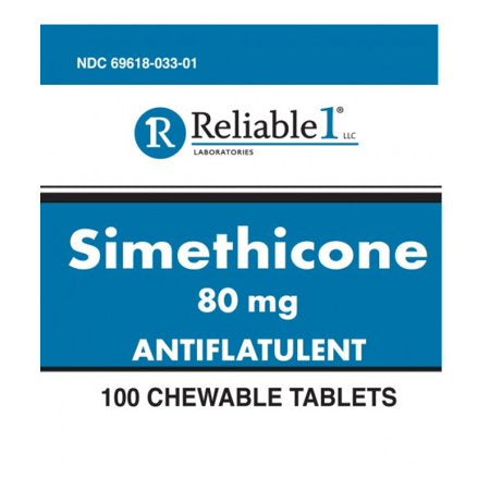 RELIABLE SIMETHICONE 80MG 100 CHEWABLE TABLETS