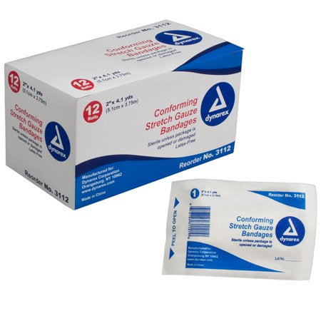 CONFORMING STRETCH GAUZE BANDAGES 2X4.1 YD 12 ROLLS