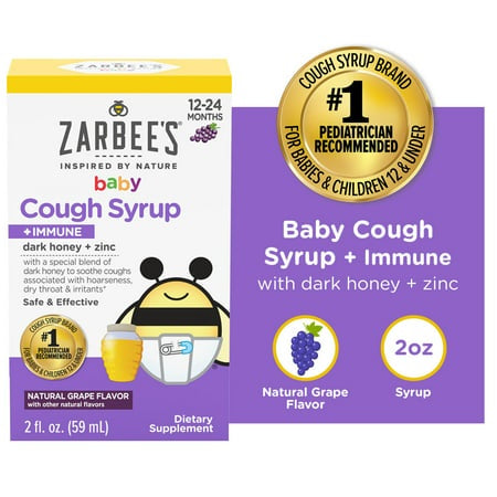 ZARBEES BABY COUGH SYRUP +  INMUNE DARK HONEY + ZINC 2 OZ