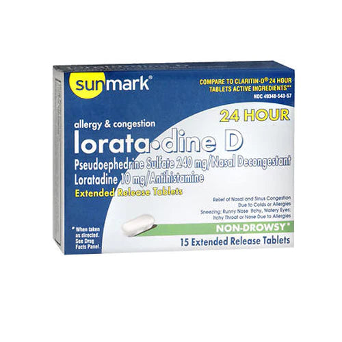 LORATADINE-D 24 HOUR RELIEF SUNMARK  15 TABLETS