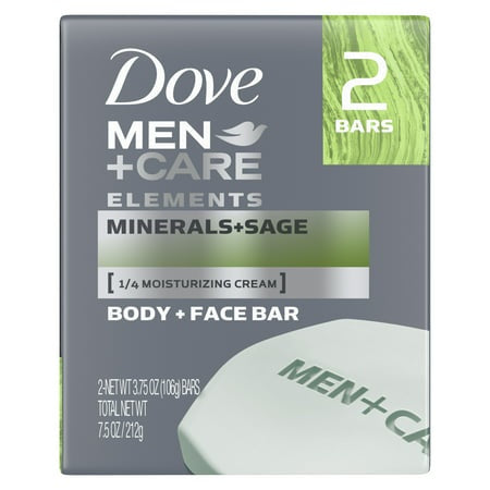 Dove Men+Care Minerals + Sage BODY & FACE BAR 4 OZ X 2 Bars