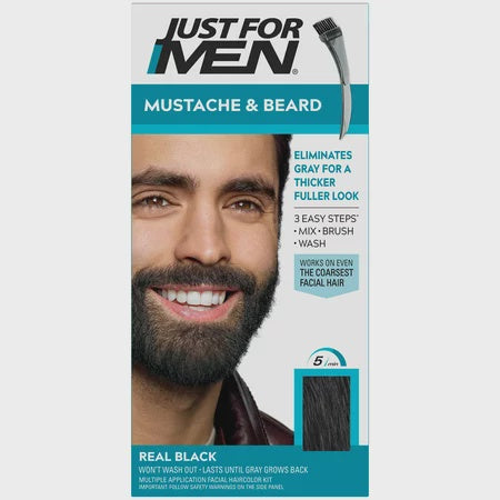 JUST FPR MEN MUSTACHE & BEARD M-55 REAL BLACK 1CT