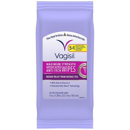 VAGISIL MAX STR MEDICATED WIPES 20CT