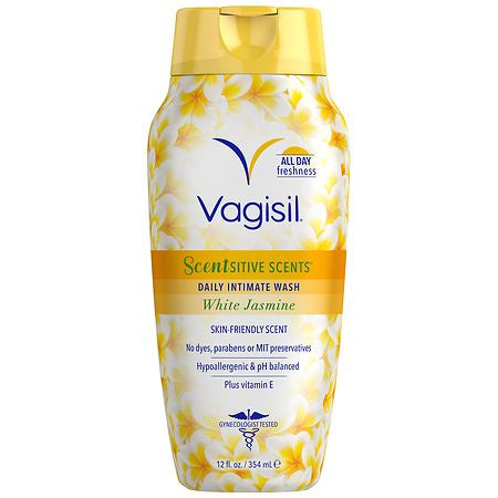 VAGISIL SCENSITIVE SCENT WHITE JASMINE  FEMININE WASH 12 OZ.