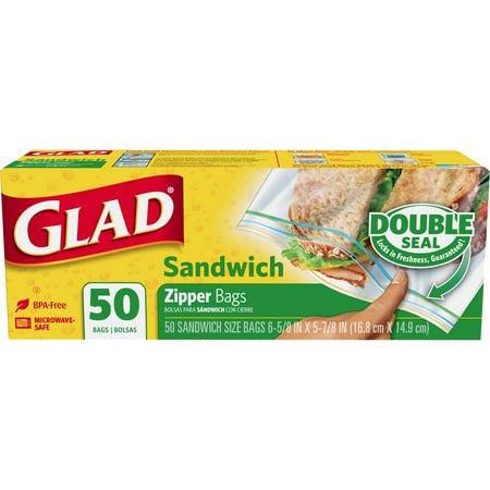 GLAD SANDWICH ZIPPER BAGS 50CT