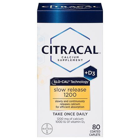 CITRACAL + D3 SLOW RELEASE 1200 MG CALCIUM + 1000 IU VITAMIN D3 - 80 CAPLETS