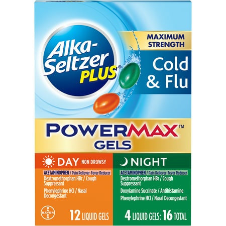 ALKA SELTZER PLUS COLD & FLU DAY/NIGHT POWER GEL 16 CT