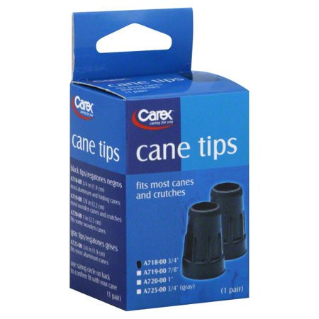 CANE TIPS FITS MOST 3/4" CANES - BLACK - 2PAK