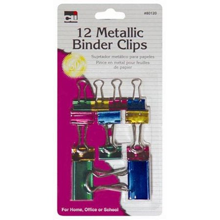 12 METALLIC BINDER CLIPS # 80120