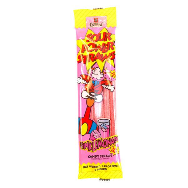 Dorval Sour Power pink lemonade candy straws  1.75oz