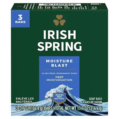 Irish Spring Moisture Blast Bar Soap 3.7 OZ - 3 BAR