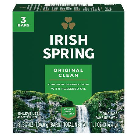 Irish Spring Original Deodorant Bar Soap 3.7 OZ X 3 Pack