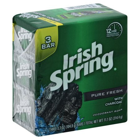 Irish Spring Pure Fresh with Charcoal Bar Soap - 3.7 OZ X 3 Bars