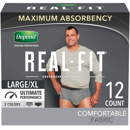 DEPEND MEN REAL FIT L/XL 12 BRIEFS