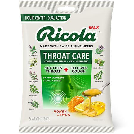 RICOLA THROAT CARE COUGH SUPRESSANT 34 DROPS