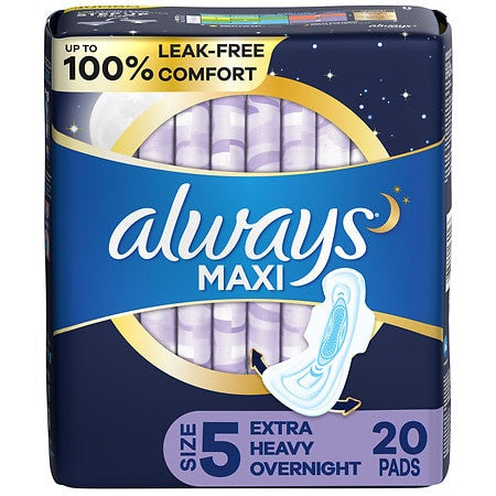 ALWAYS MAXI EXTRA HEAVY OVER NIGHT SIZE 5 20 PADS