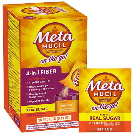 METAMUCIL ON THE GO 4 IN 1 FIBER 30 PACKETS