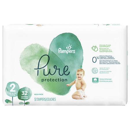 PAMPERS PURE PROTECTION SIZE -2  32 DIAPERS