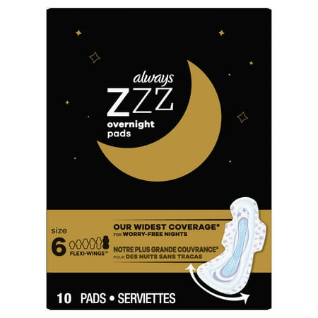 ALWAYS ZZZ OVERNIGH T SIZE 6 10PADS