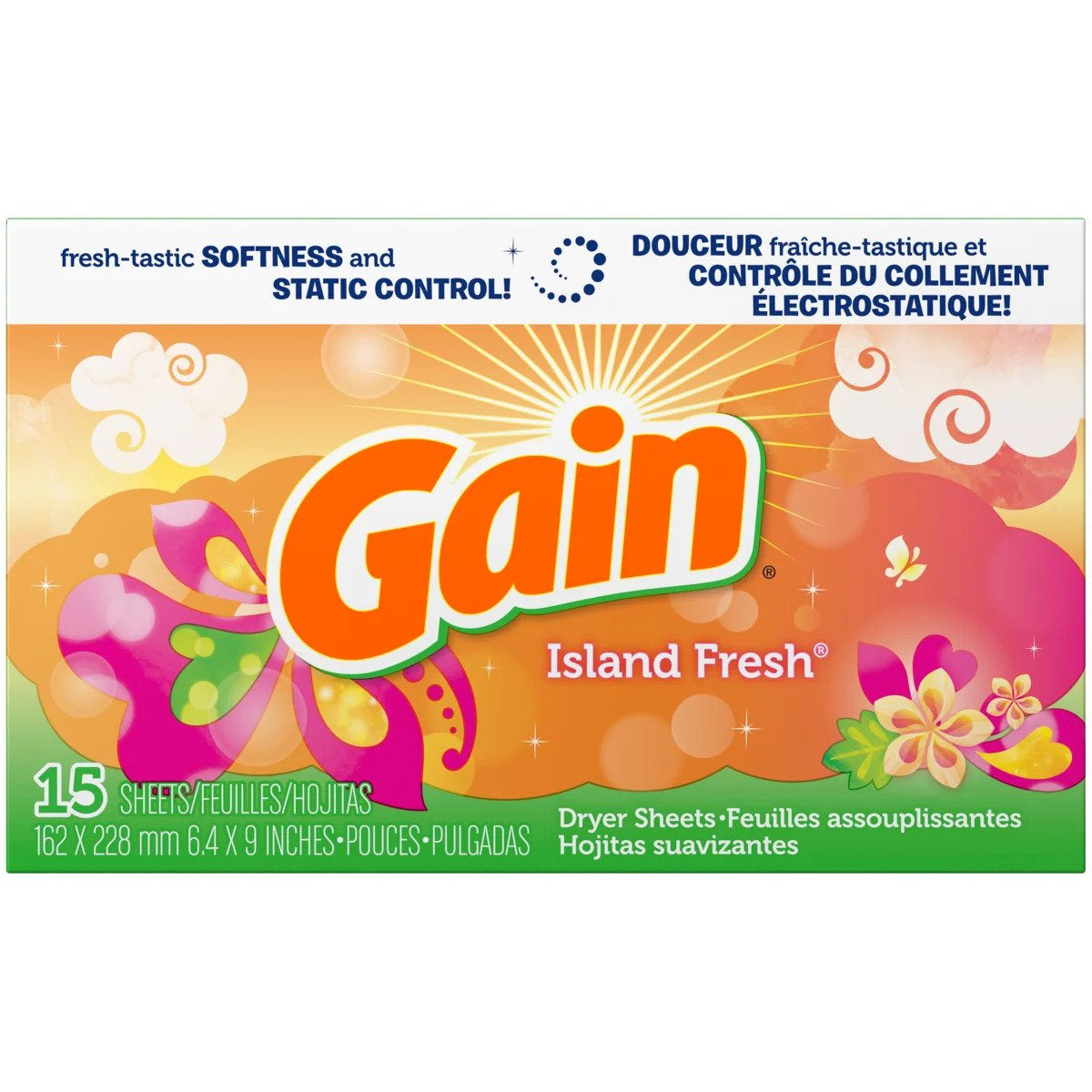 GAIN FABRIC SHEETS ISLAND FRESH 15CT