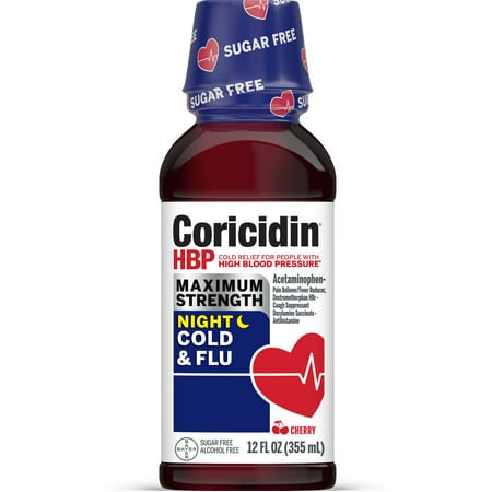 CORICIDIN HBP COLD & FLU NIGHTTIME SUGAR FREE 12.OZ