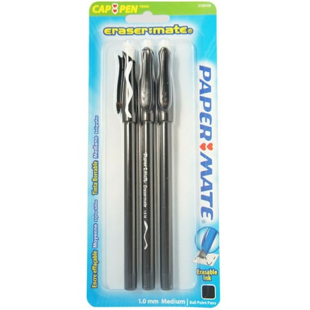 ERASERMATE PENS BLACK 3 PK.1 mm/MEDI.