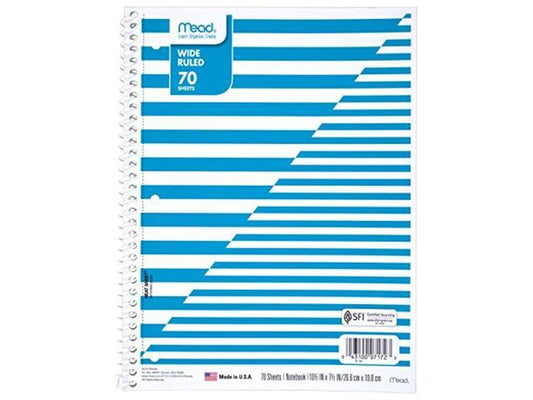 MEAD  70CT 1 sUBJECT NOTEBOOK WIDE RULE