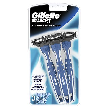 GILLETTE MACH 3 DISPOSABLE  RAZORS 3 CT