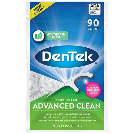 DenTek Triple Clean Floss Picks for Tight Teeth - 90ct