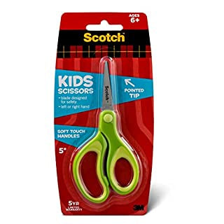 KIDS SCISSORS SOFT TOUCH HANDLES  5" AGE 6+  POINTED TIP - SCOTCH